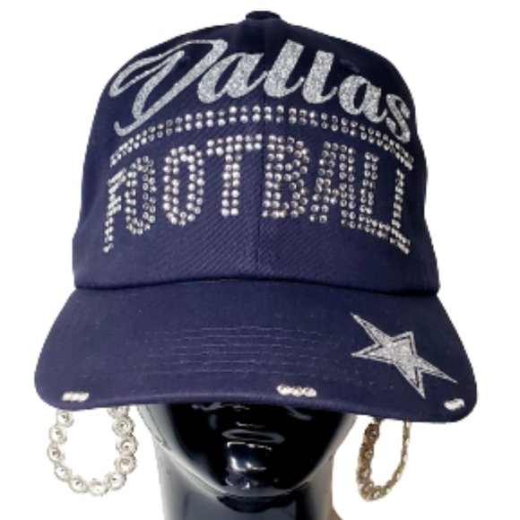 Dallas Football Fitted Navy Baseball Cap with Studs & Crystals.